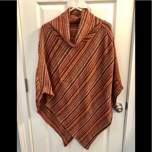 Hot in Hollywood Boho Cowl Poncho Brown Orange NWT
